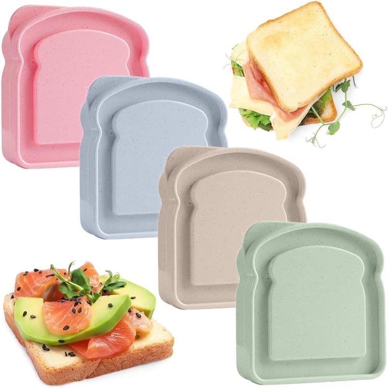 Food Storage Camping - 1/4개 샌드위치 용기 도시락 토스트 모양