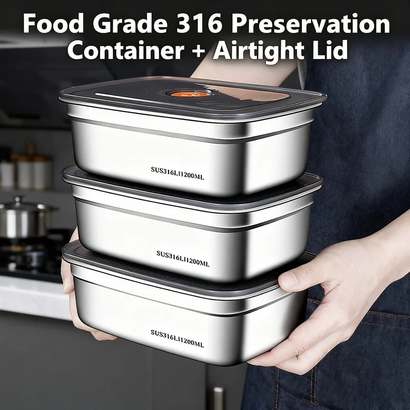 Food Storage Camping - 대용량 스테인리스 스틸 누수 방지 밀폐형