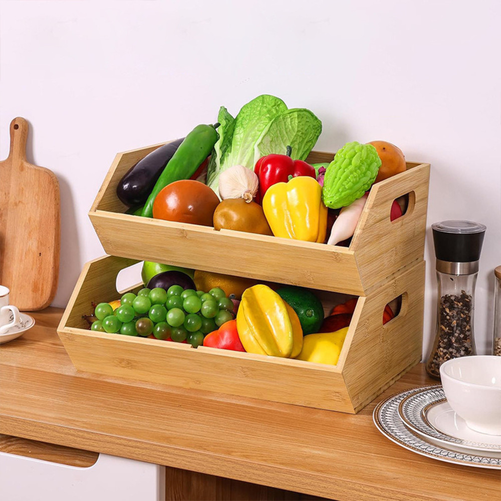 Stackable Pantry Bin - 나무로 만든 식료품 저장실 정리함, 주방,