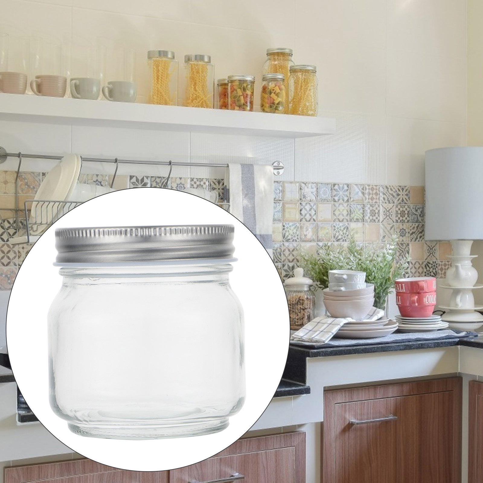 Food Storage Containers Set - 6개 세트의 메이슨 유리병: 두꺼운 투명