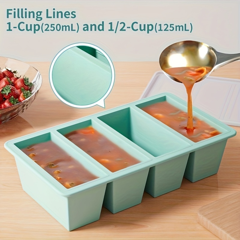 Food Storage Prep Containers - 뚜껑이 있는 실리콘 냉동 트레이 1개