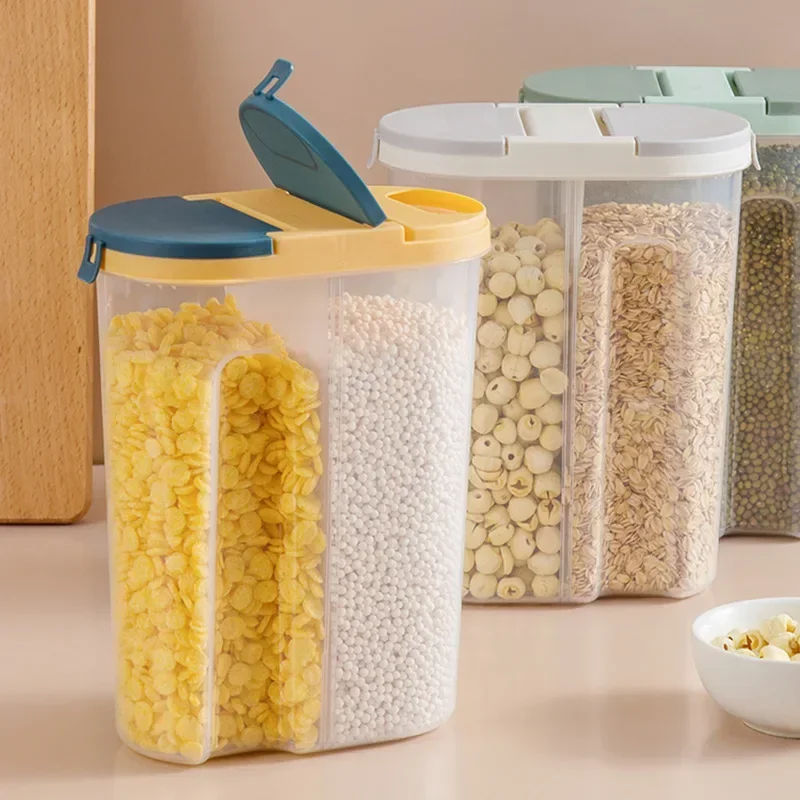 Food Storage Lidl - 더블 그리드 시리얼 항아리 플라스틱 식품