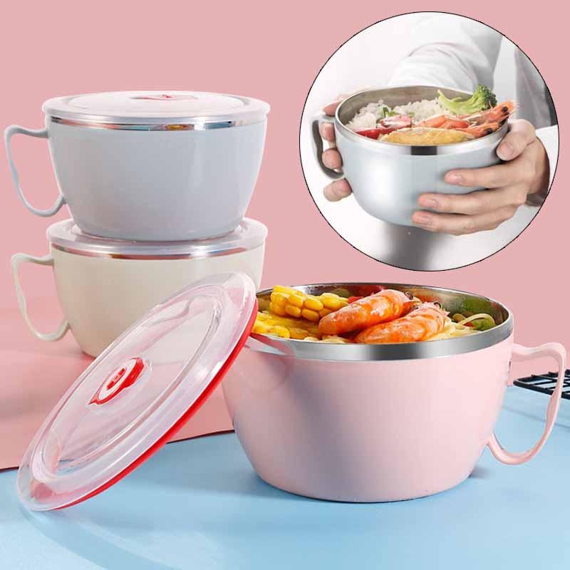 Food Storage Tupperware - 뚜껑이있는 휴대용 스테인레스 스틸 인스턴트 국수