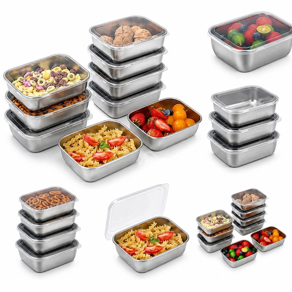 Food Storage Containers Set - 6pcs 스텐 밀폐 용기 스텐 반찬통