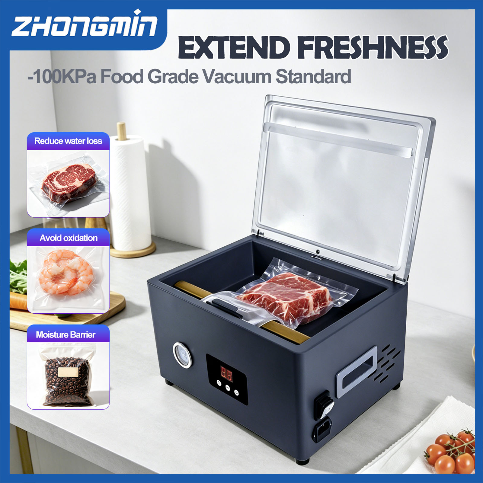 Food Storage Machine - ZM-CVS300 식품 진공 포장기, 전기식 자동
