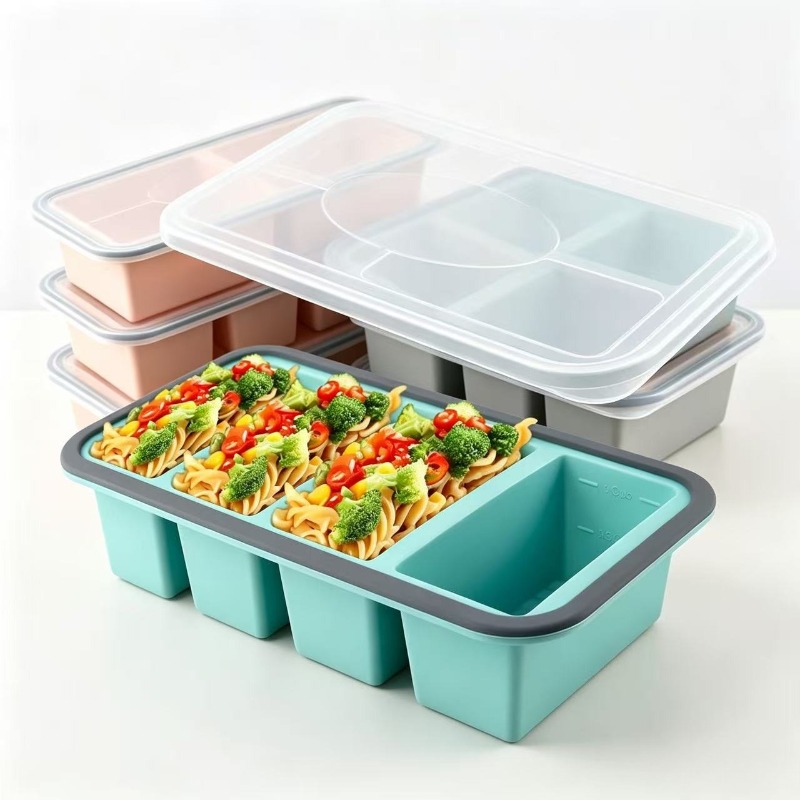 Food Storage Prep Containers - 뚜껑이 있는 실리콘 냉동고 몰드, 수프