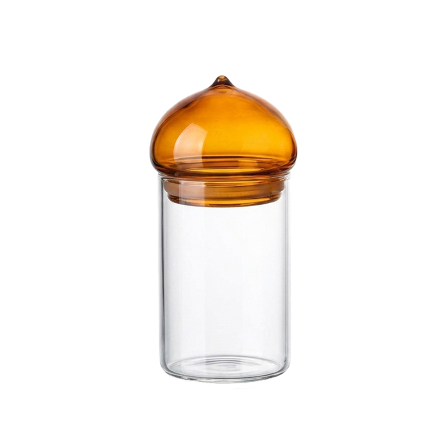 Food Storage Lidl - 호박색 뚜껑이 달린 유리 보관 용기,
