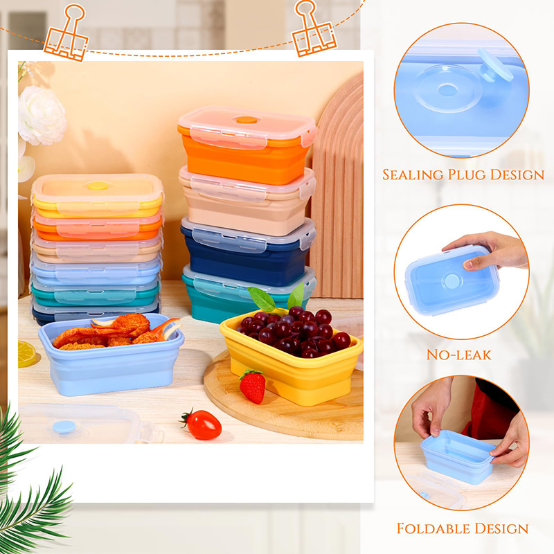 접이식 식품 저장 용기 뚜껑이 있는 실리콘 도시락 상자 - Food Storage Tupperware 리뷰 및 가격