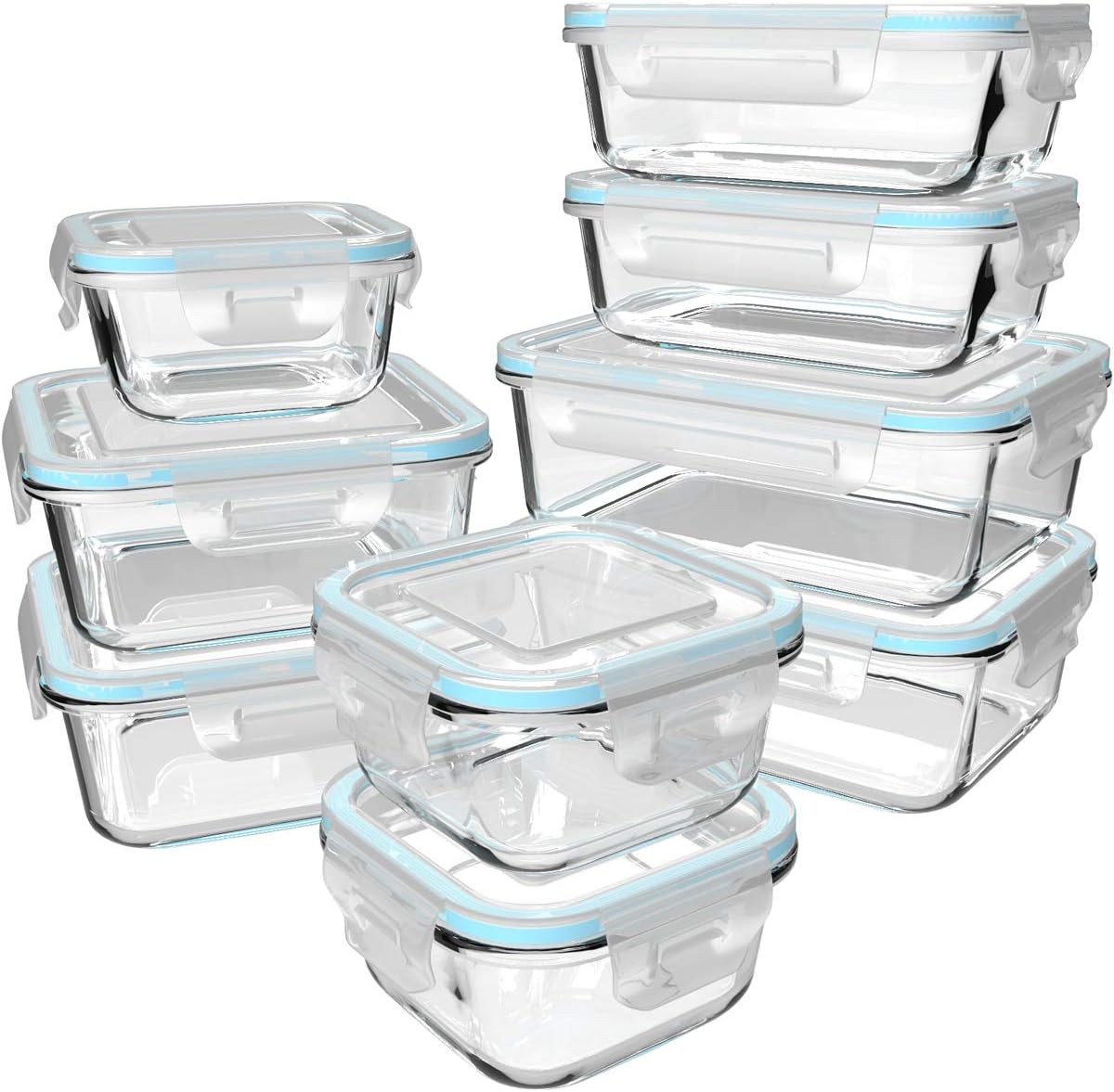 뚜껑이 있는 18개의 유리 식품 보관 용기 세트, 9개 - Food Storage Prep Containers 리뷰 및 가격