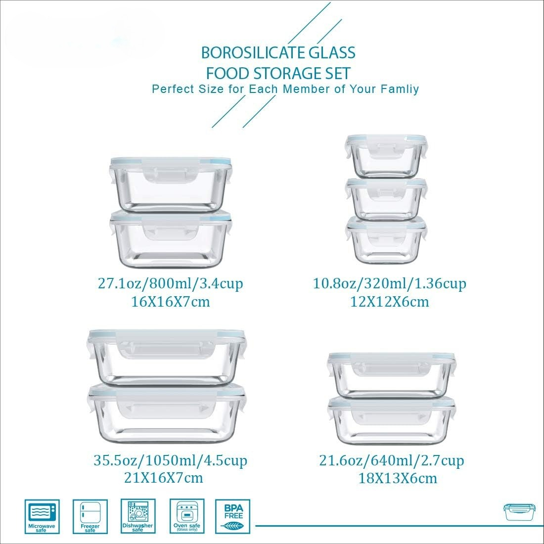 뚜껑이 있는 18개의 유리 식품 보관 용기 세트, 9개 - Food Storage Prep Containers 리뷰 및 가격