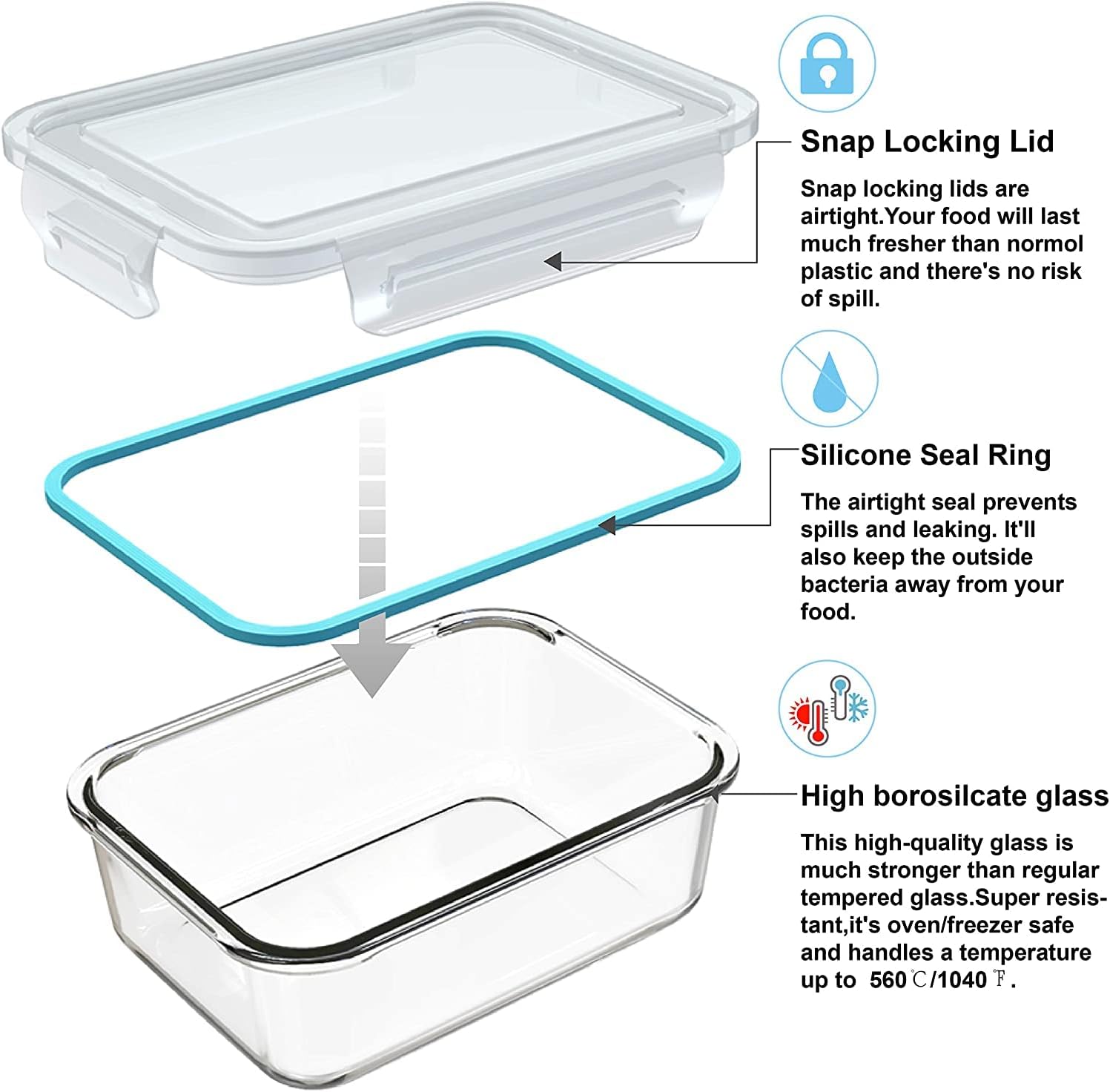 뚜껑이 있는 18개의 유리 식품 보관 용기 세트, 9개 - Food Storage Prep Containers 리뷰 및 가격