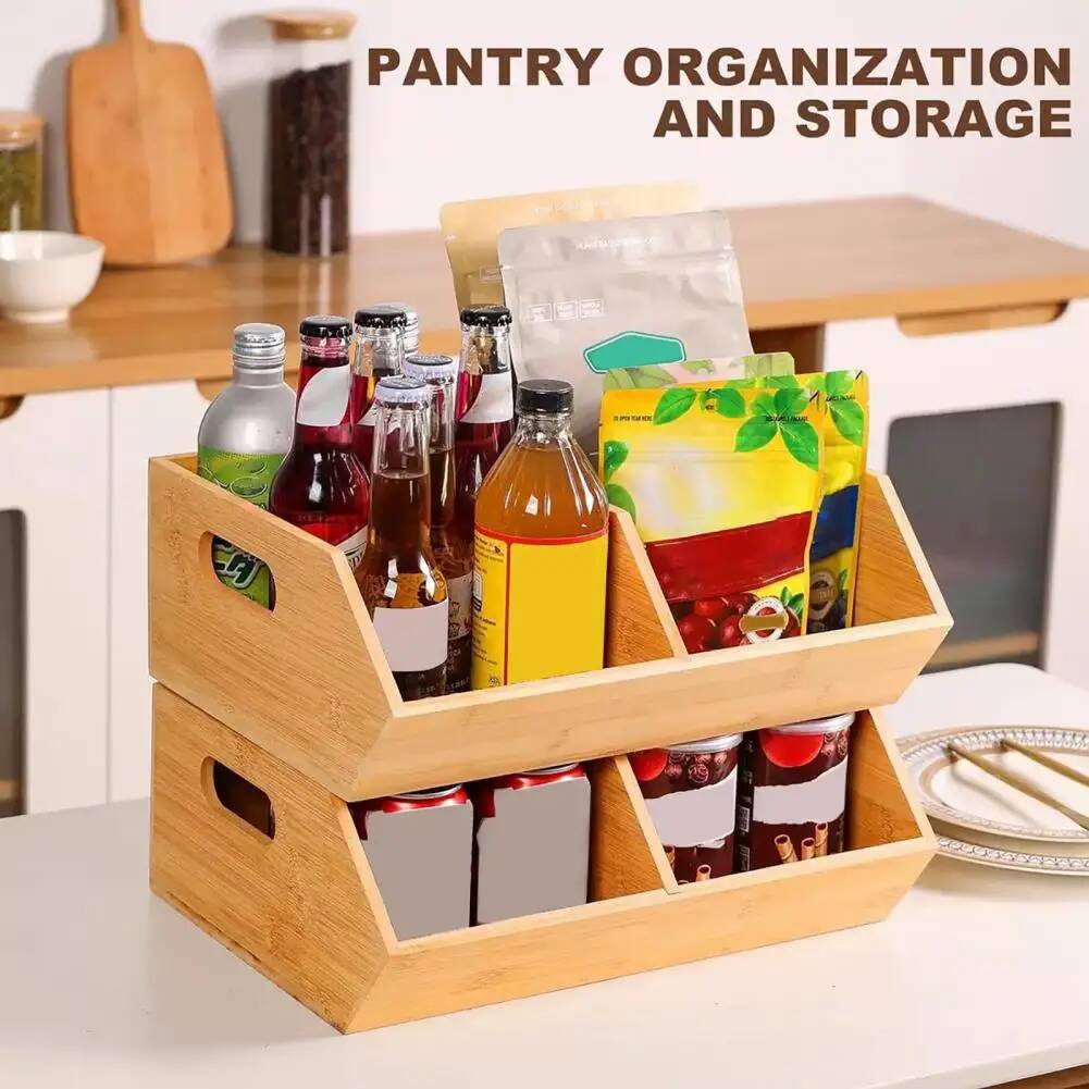 나무로 만든 식료품 저장실 정리함, 주방, 욕실, 식품 - Stackable Pantry Bin 리뷰 및 가격