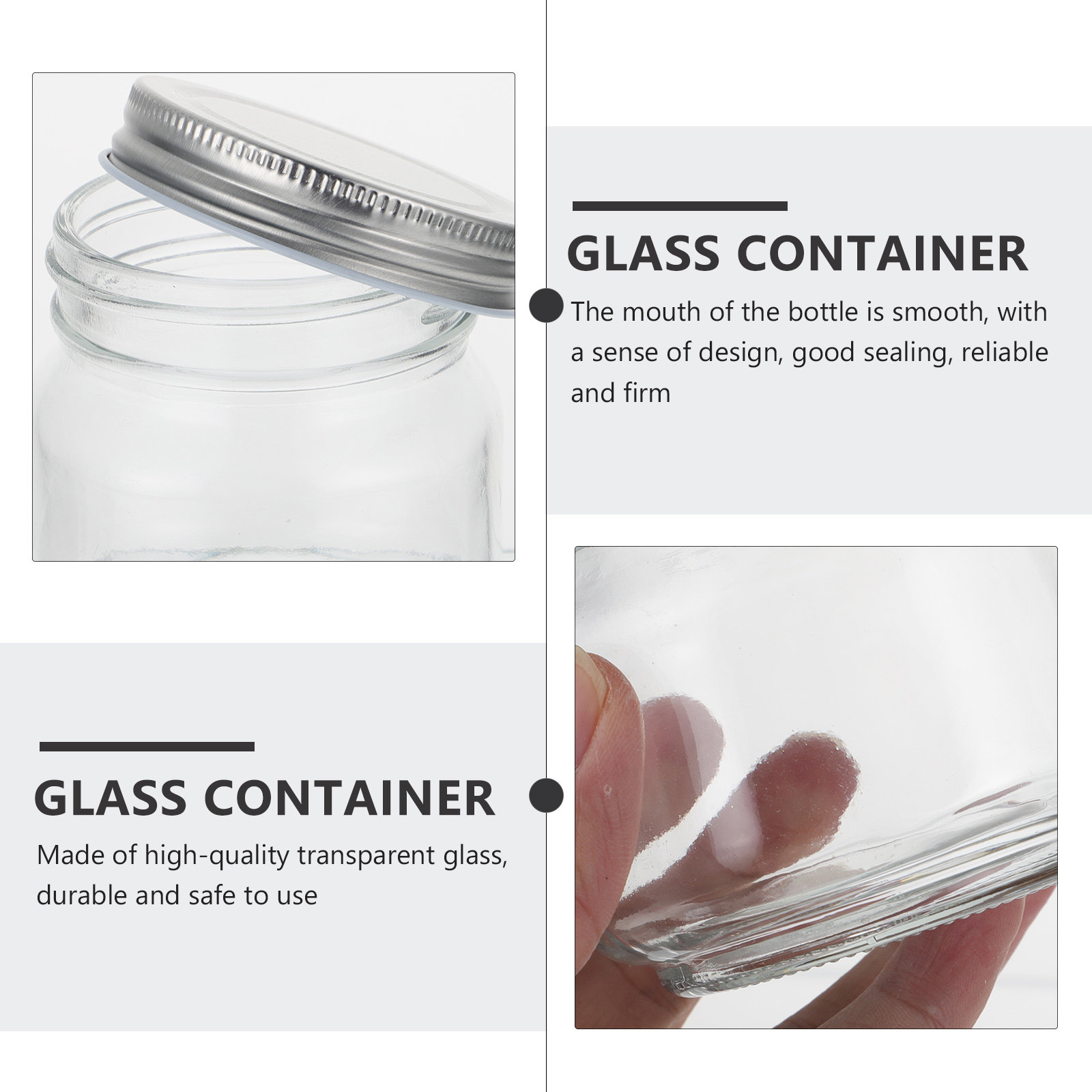 6개 세트의 메이슨 유리병: 두꺼운 투명 유리 재질,  - Food Storage Containers Set 리뷰 및 가격