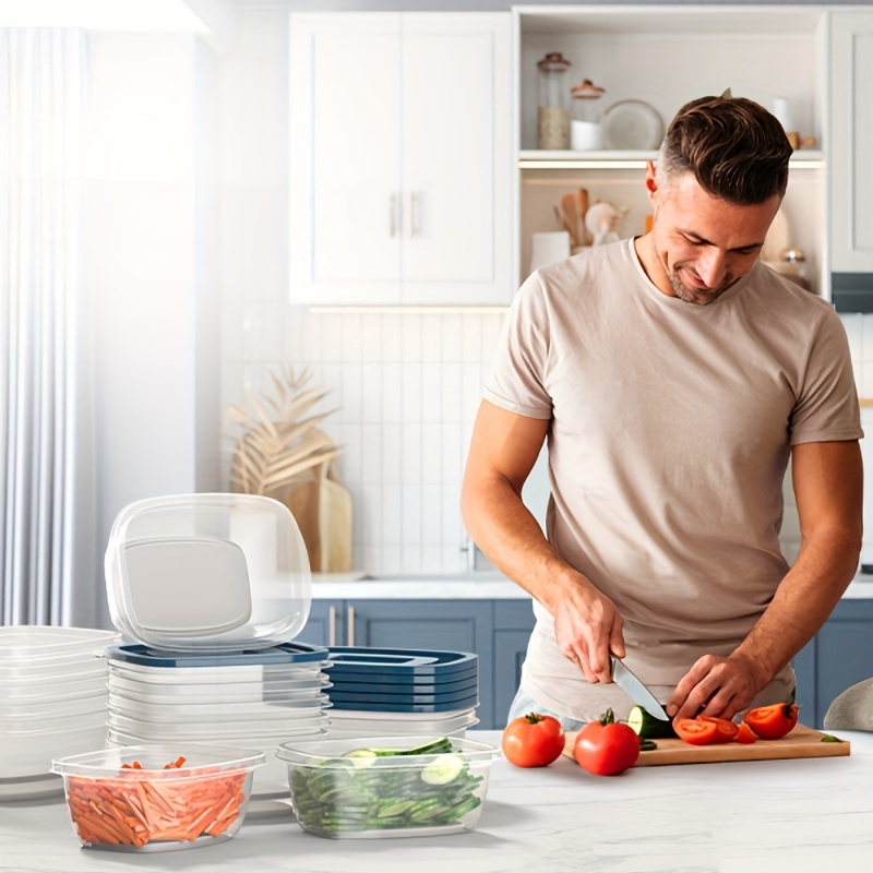 6개의 투명한 쌓을 수 있는 플라스틱 식품 보관 용기  - Food Storage Containers Set 리뷰 및 가격