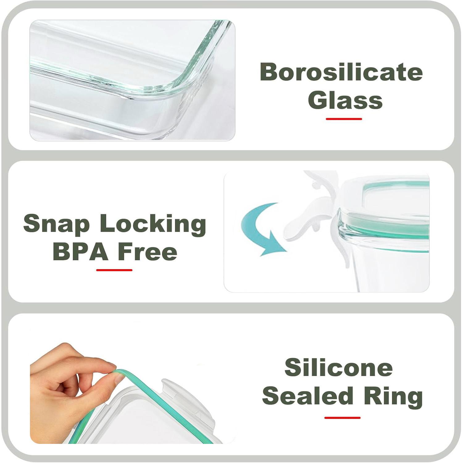 휴대용 유리 주방 식품 보관 용기 - 초대형 직사각형  - Food Storage Stackable Containers 리뷰 및 가격