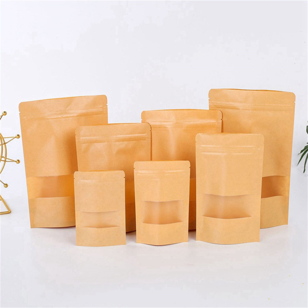10pcs 지퍼 잠금 크래프트 종이 가방 창 스낵 식품 - Food Storage Year Supply 리뷰 및 가격