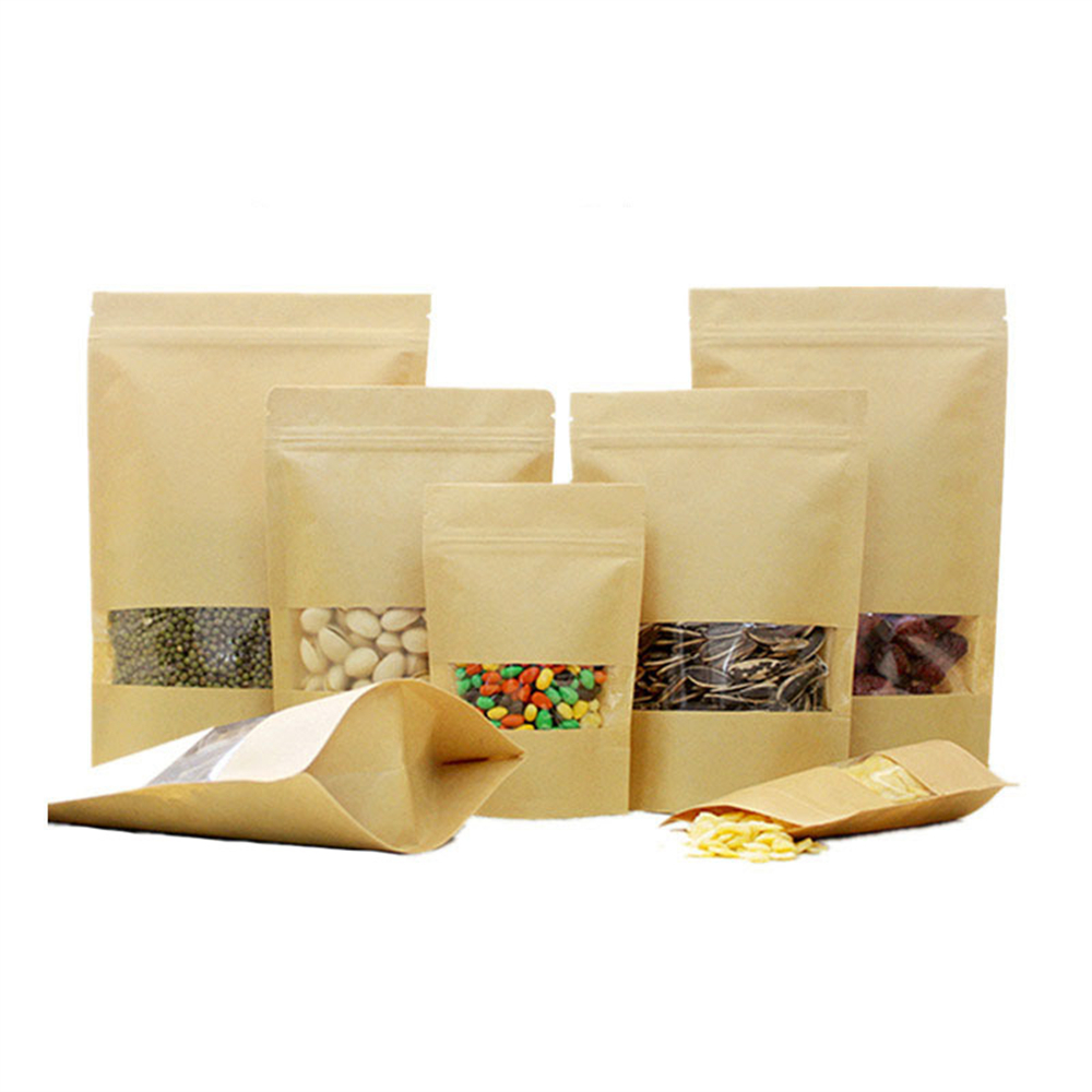 10pcs 지퍼 잠금 크래프트 종이 가방 창 스낵 식품 - Food Storage Year Supply 리뷰 및 가격