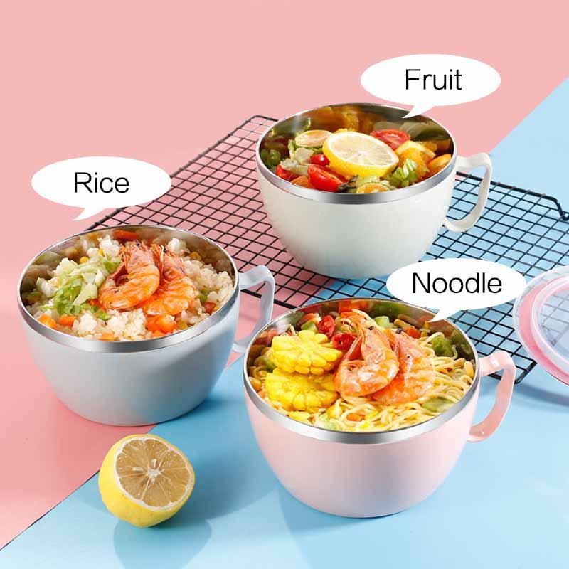뚜껑이있는 휴대용 스테인레스 스틸 인스턴트 국수 그릇  - Food Storage Tupperware 리뷰 및 가격