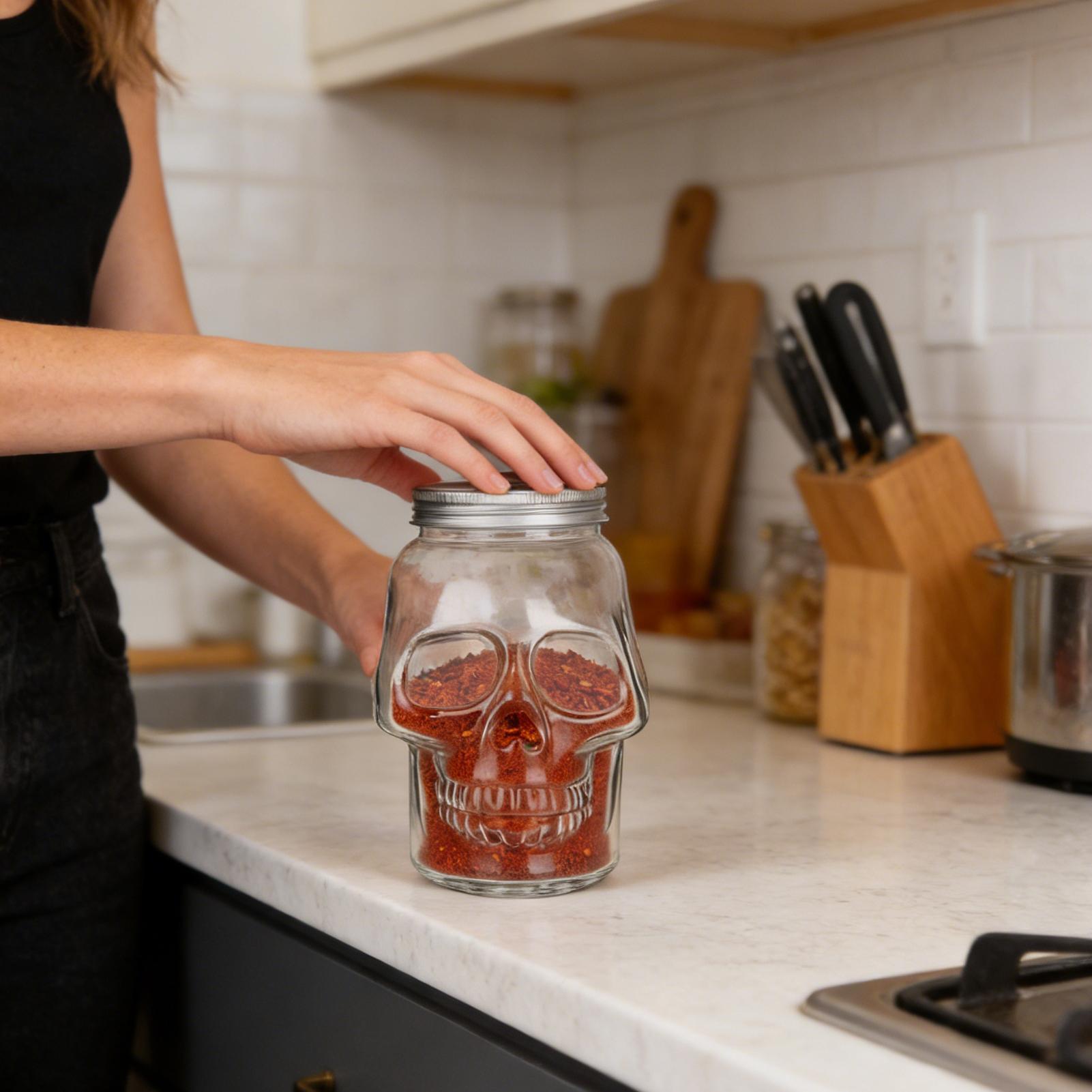 스컬 자르 500ml/800ml 재사용 가능한 으스스한 - Food Storage Lidl 리뷰 및 가격
