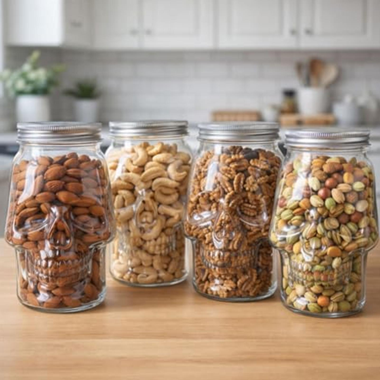 스컬 자르 500ml/800ml 재사용 가능한 으스스한 - Food Storage Lidl 리뷰 및 가격