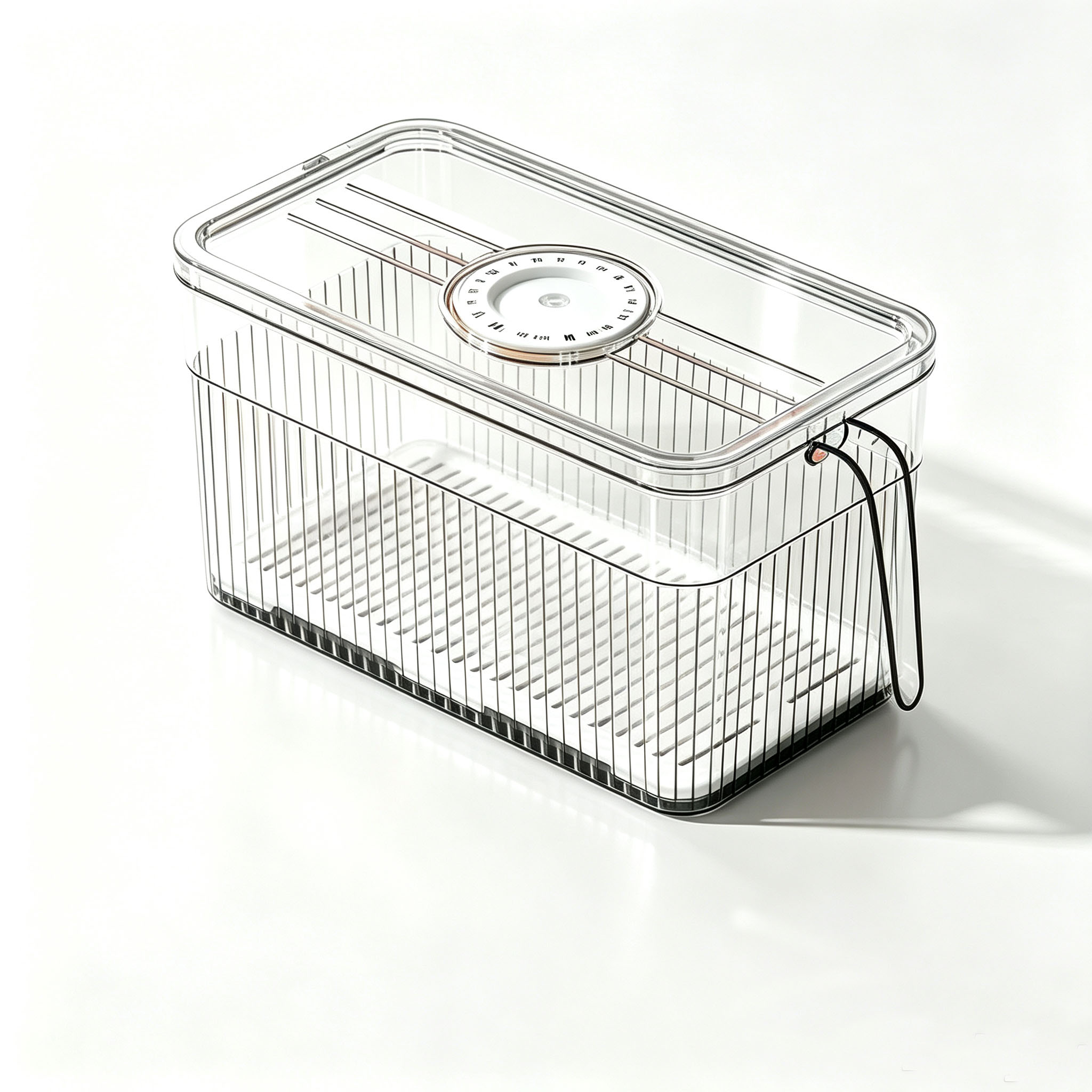 타이머 뚜껑 배수 트레이가 있는 냉장고 보관함, 손잡이 - Food Storage Stackable Containers 리뷰 및 가격