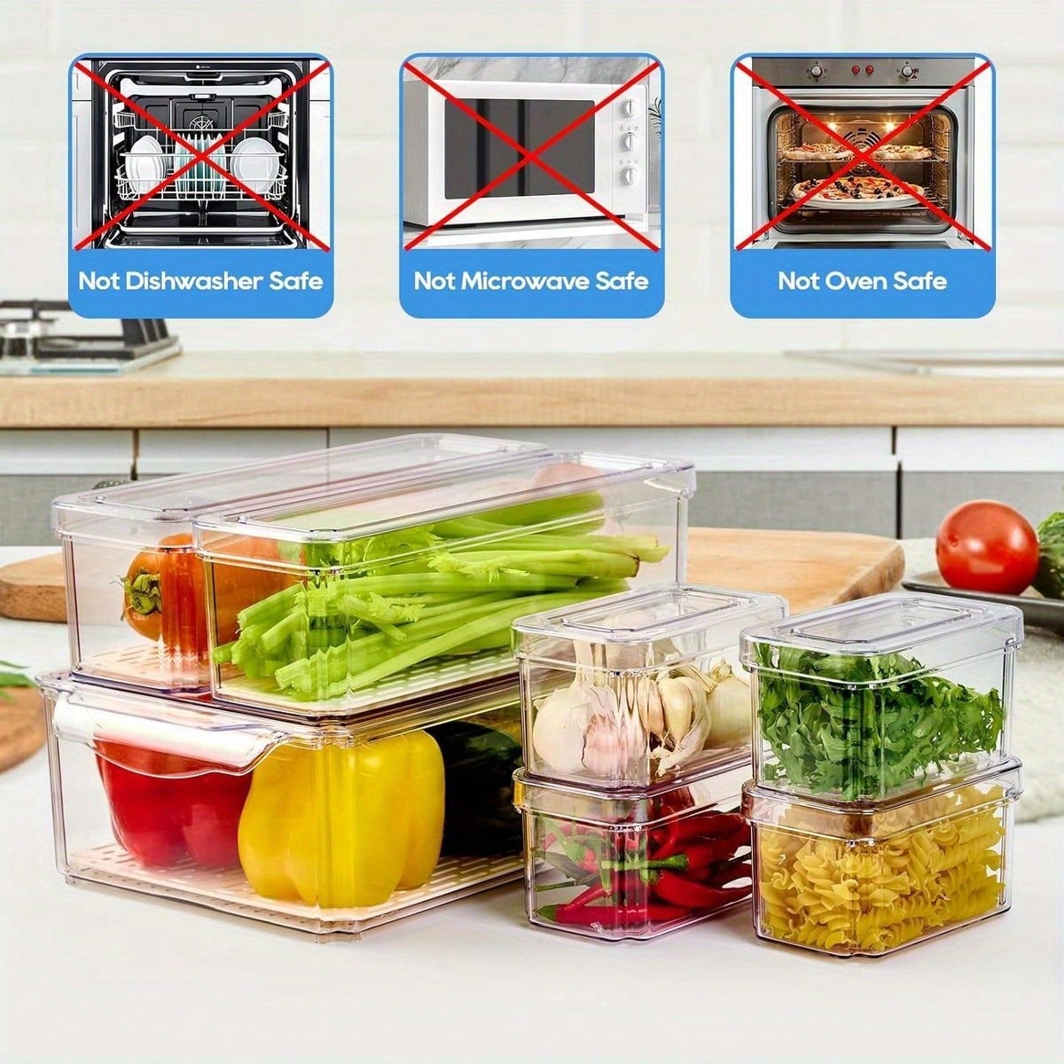 7개 세트의 쌓을 수 있는 냉장고 정리함, 모던한 투명 - Stackable Pantry Bin 리뷰 및 가격