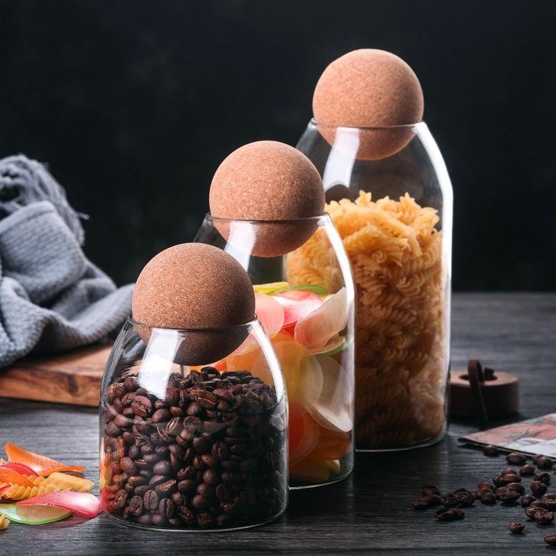 투명한 실용적인 나무 코르크 유리 보관 병, 콩 커피  - Food Storage Practices 리뷰 및 가격