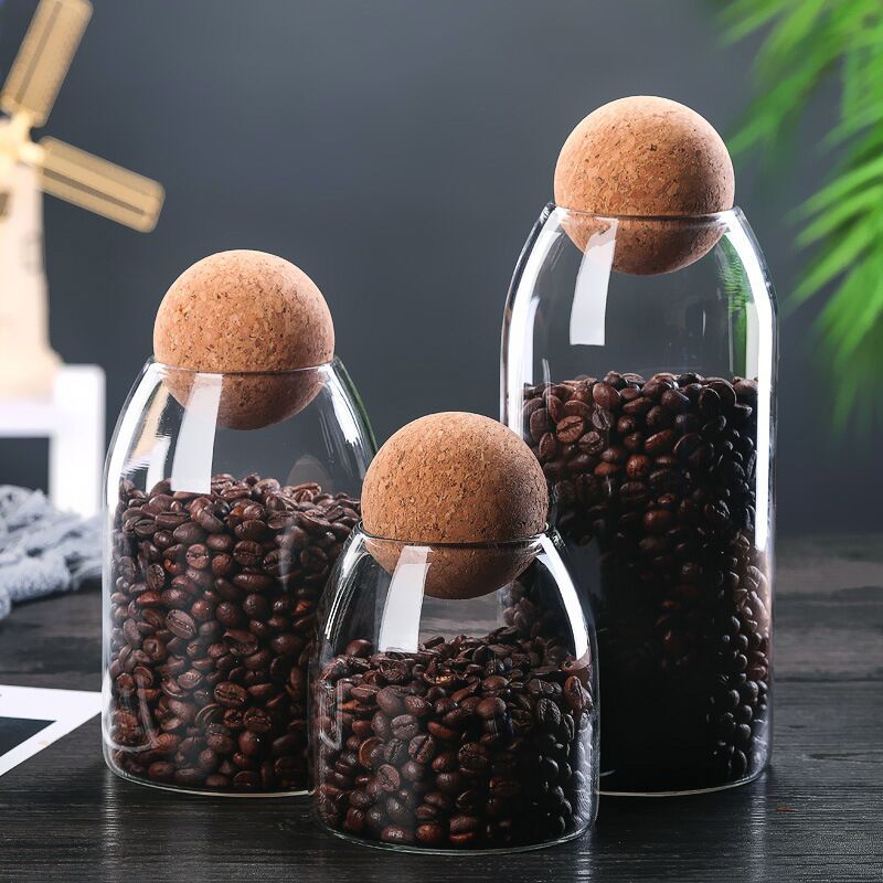 투명한 실용적인 나무 코르크 유리 보관 병, 콩 커피  - Food Storage Practices 리뷰 및 가격