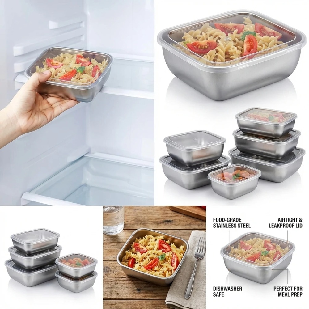 6pcs 스텐 밀폐 용기 스텐 반찬통 누수 방지 6pc - Food Storage Containers Set 리뷰 및 가격