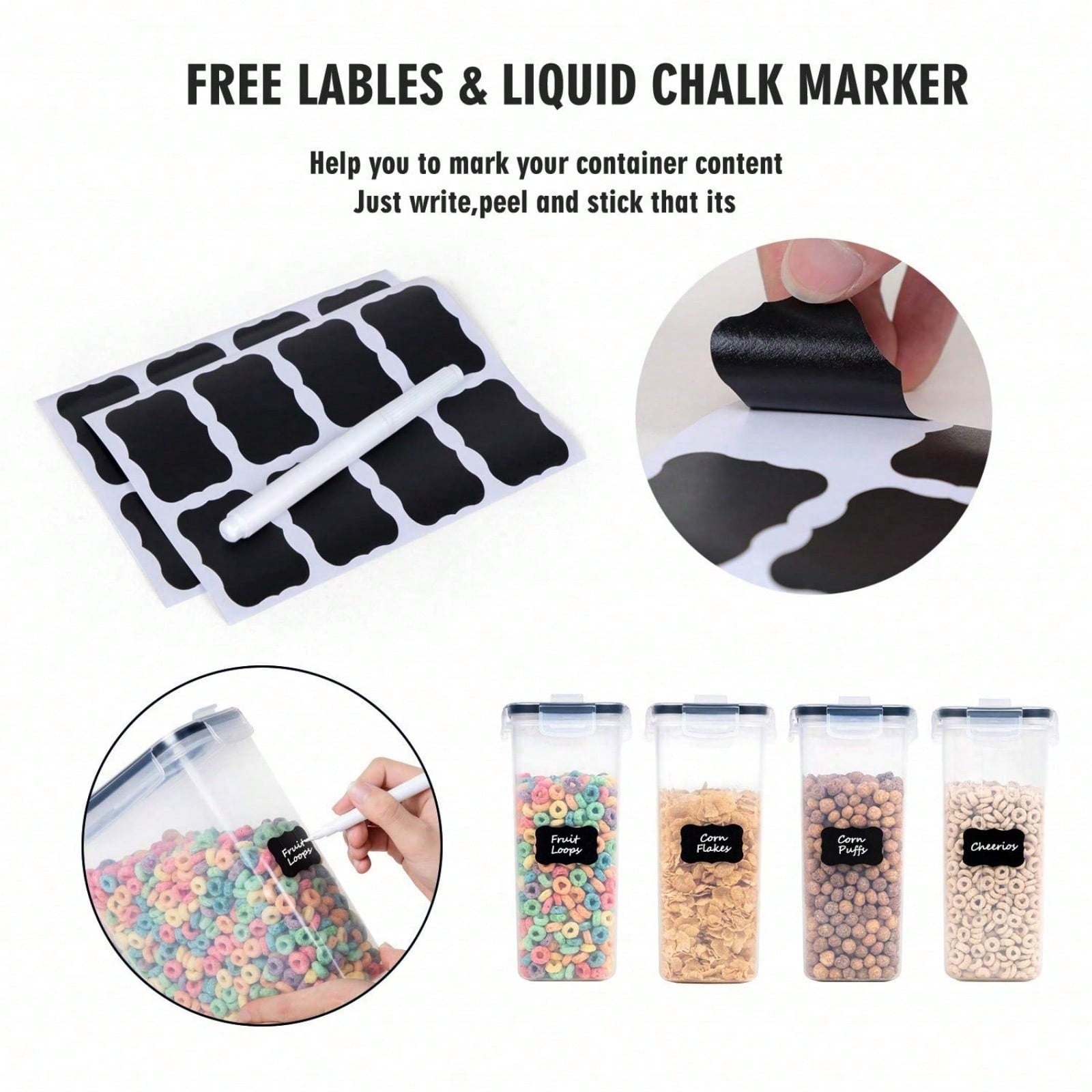 밀폐형 시리얼 및 건조 식품 보관 용기 4개 세트 -  - Food Storage Containers Set 리뷰 및 가격