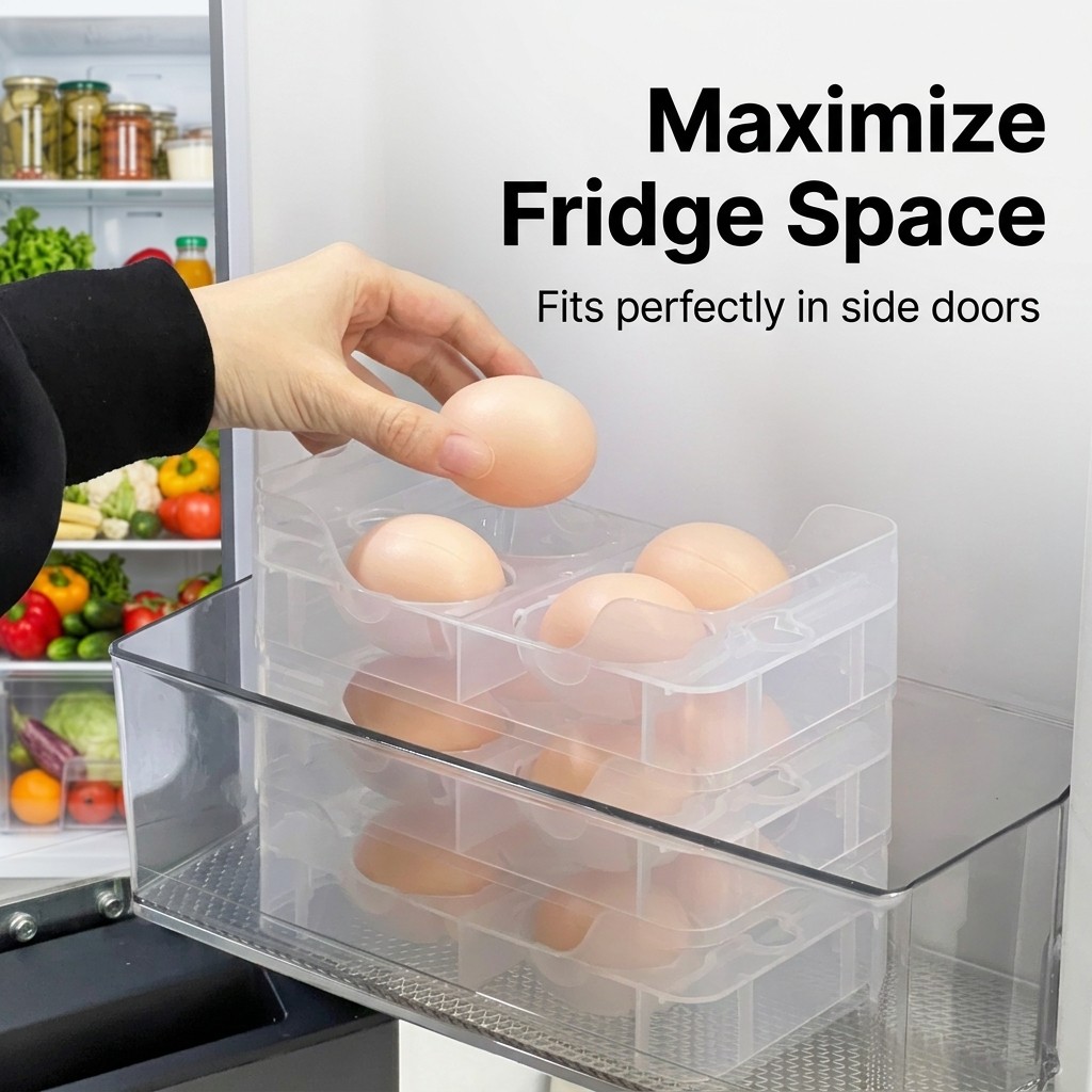 겹쳐서 보관할 수 있는 계란 보관함, 냉장고 정리함,  - Food Storage Stackable Containers 리뷰 및 가격