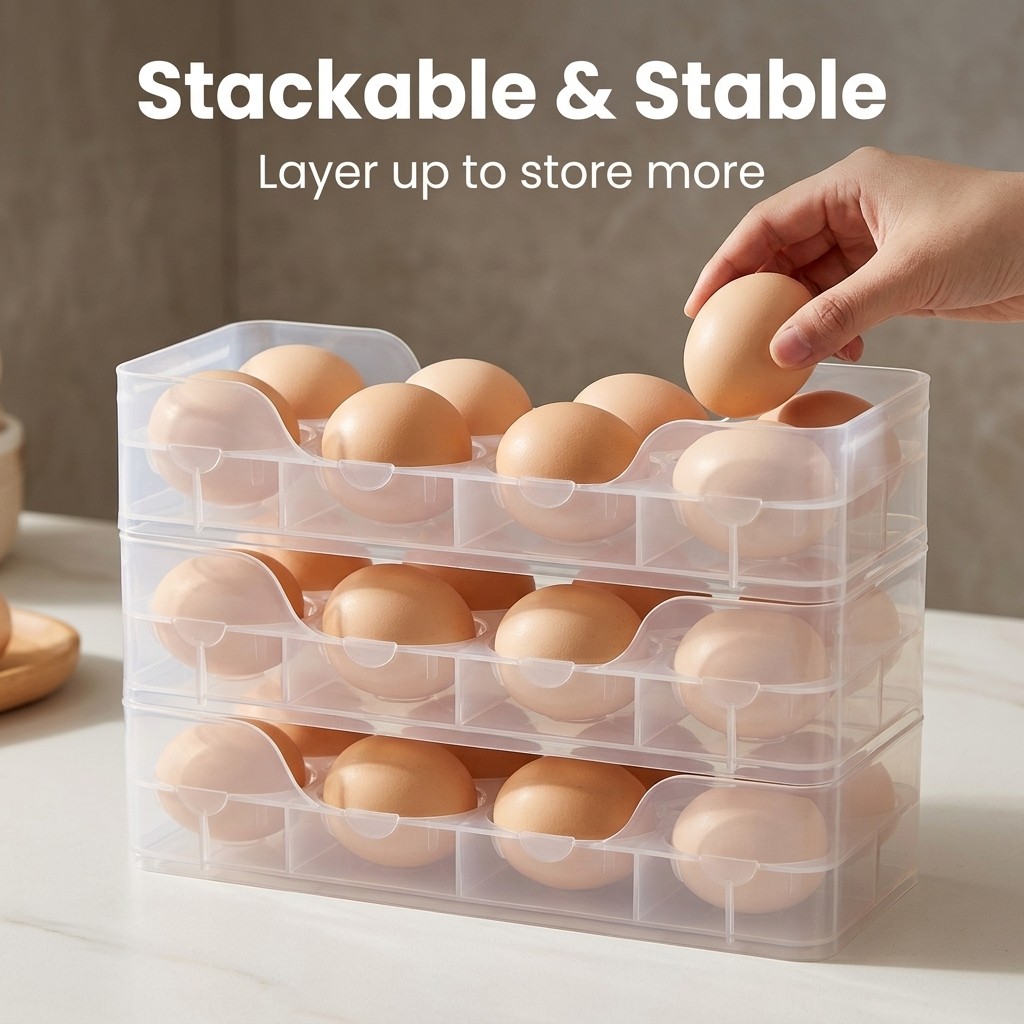 겹쳐서 보관할 수 있는 계란 보관함, 냉장고 정리함,  - Food Storage Stackable Containers 리뷰 및 가격