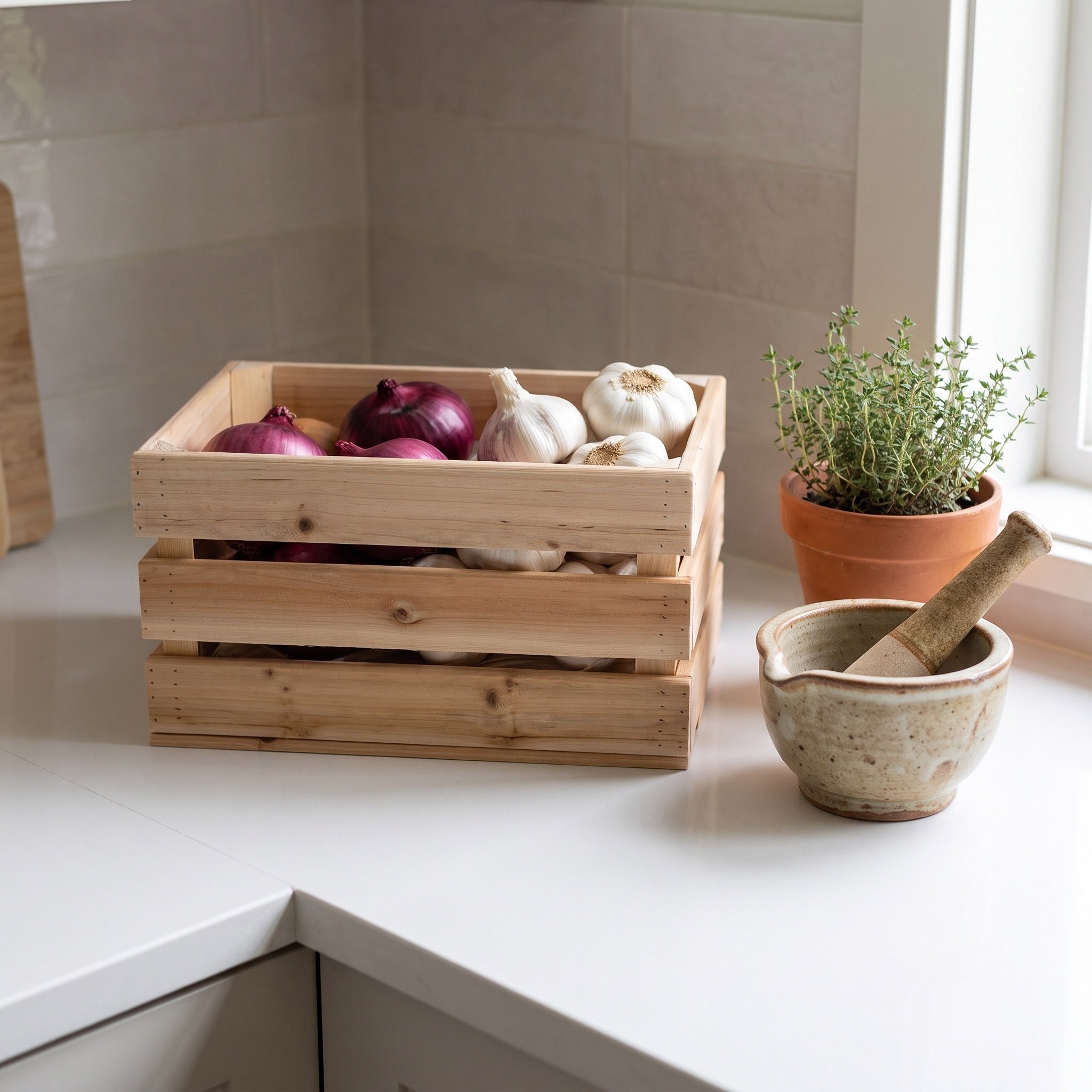 나무 재질의 감자 보관 상자, 쌓아서 보관 가능, 농가 - Stackable Pantry Bin 리뷰 및 가격