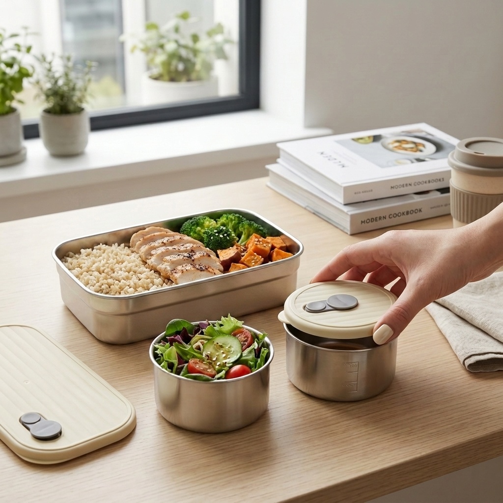 전자레인지 사용 가능 304 스테인리스 도시락 세트 3 - Food Storage Prep Containers 리뷰 및 가격