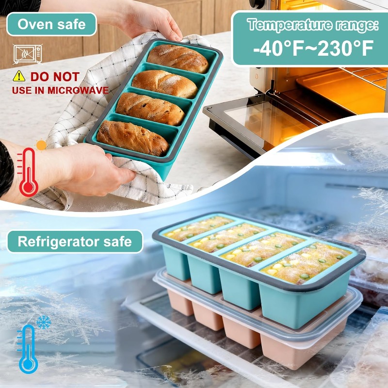 뚜껑이 있는 실리콘 냉동고 몰드, 수프 아이스 큐브 트 - Food Storage Prep Containers 리뷰 및 가격