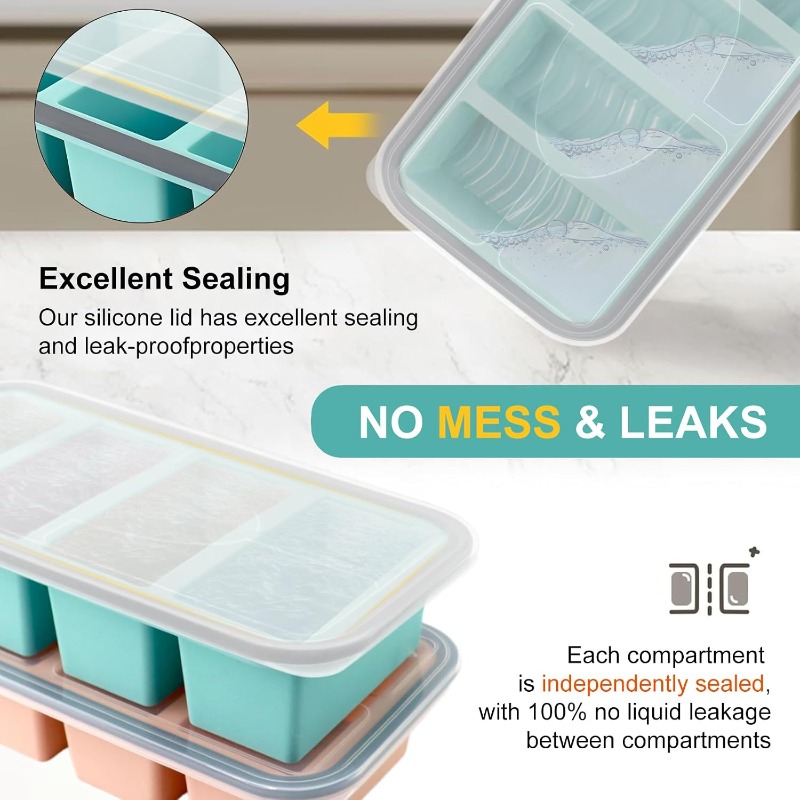 뚜껑이 있는 실리콘 냉동고 몰드, 수프 아이스 큐브 트 - Food Storage Prep Containers 리뷰 및 가격