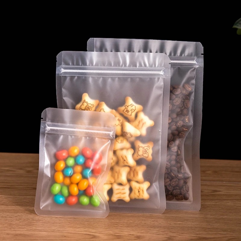 100Pcs 서리로 덥은 무광택 지퍼 잠금 가방 주방  - Food Storage Year Supply 리뷰 및 가격