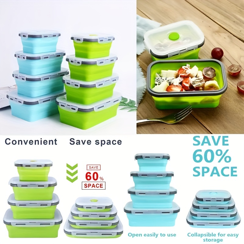1/4pcs 접이식 실리콘 식품 보관 용기 쌓을 수있는 - Food Storage Tupperware 리뷰 및 가격