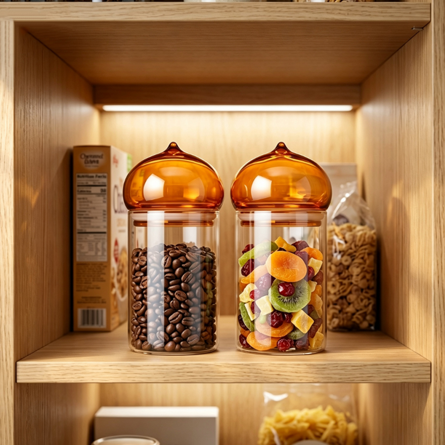 호박색 뚜껑이 달린 유리 보관 용기, 고내열 유리 재질 - Food Storage Lidl 리뷰 및 가격